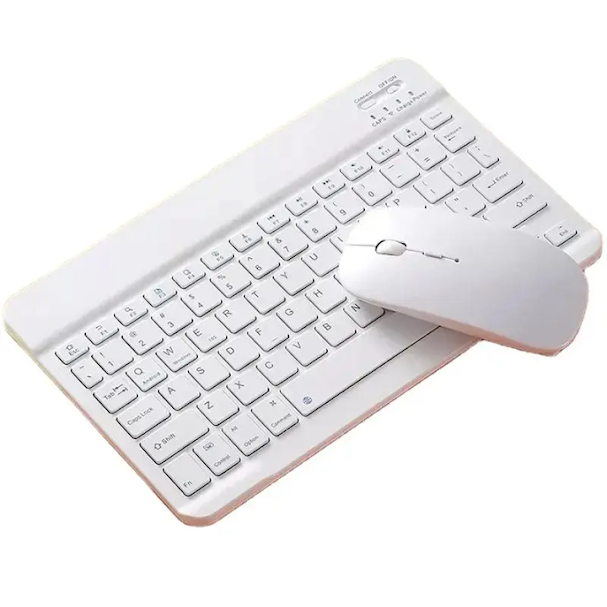 Rechargeable BT Wireless Gaming Keyboard and Mouse Combo white & black Color  for Laptop ipad Android IOS Windows Mobiles Tablets. 