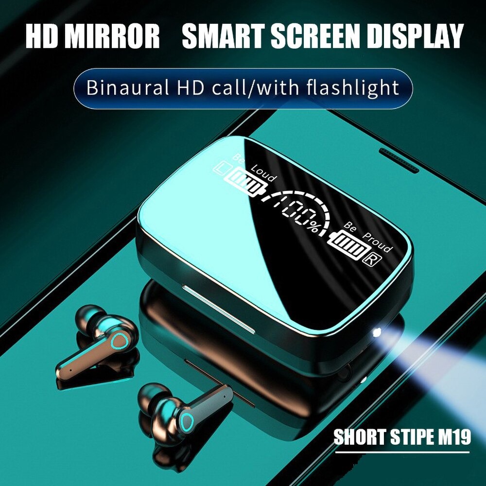 M19 Earbuds TWS Earphone Touch Control Wireless Bluetooth 5.1 Headphones With Microphone With flashlight