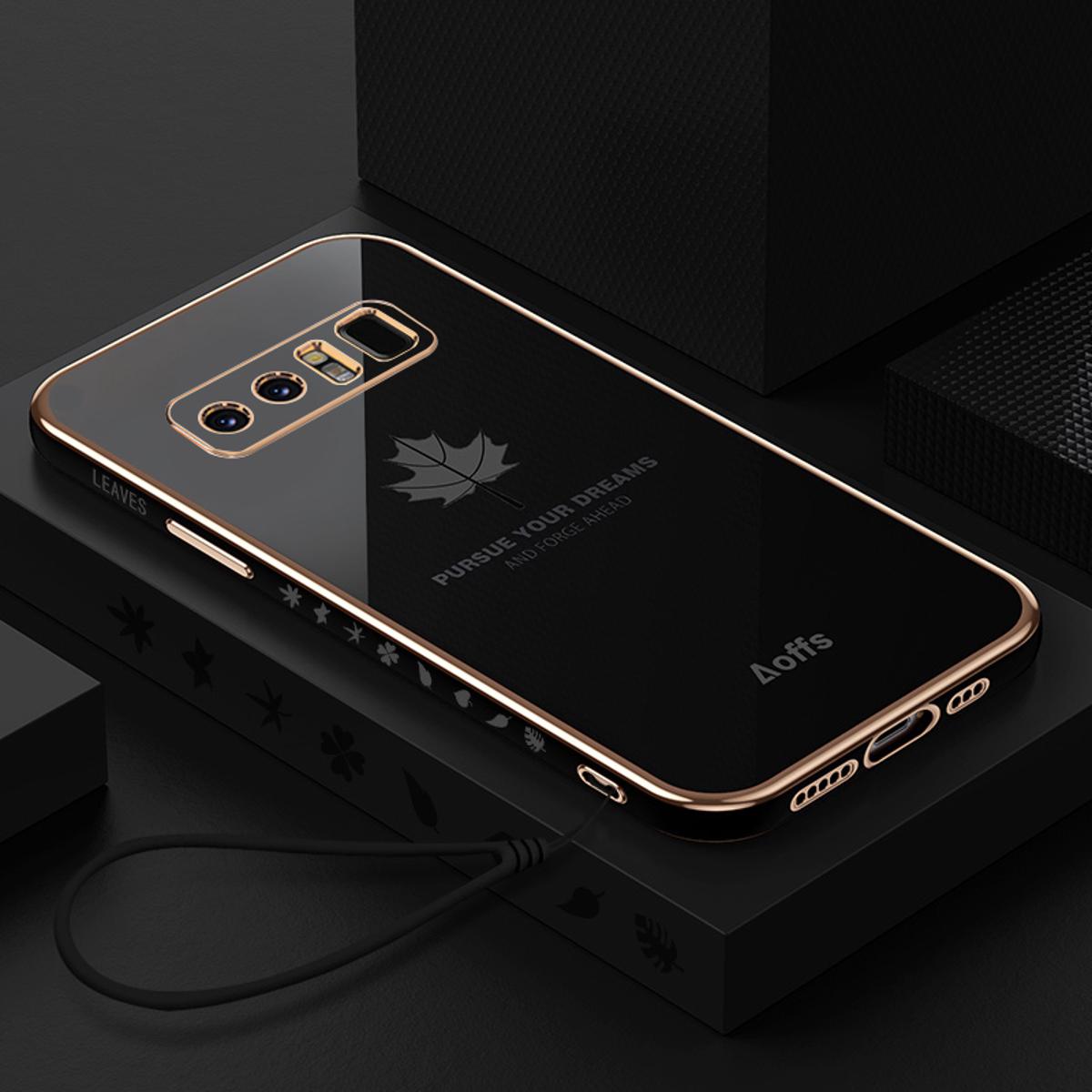 【3C VictoryEagle】Maitus for Samsung Galaxy Note 8 Luxury cover bling plating cute Leaf girl cases full camera lens protector table bumper soft silicone phone case