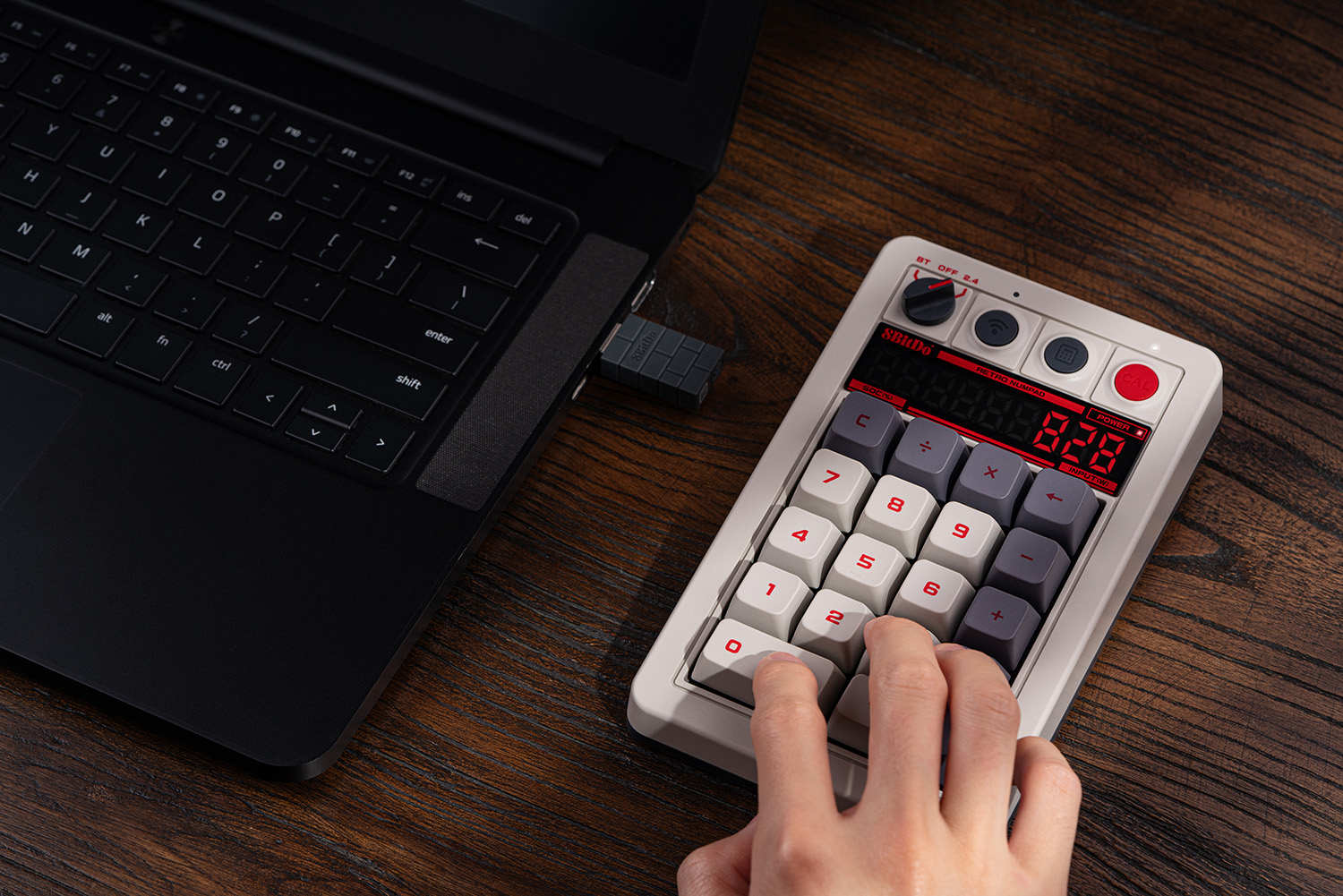8BitDo Retro 18 Mechanical Numpad, Supports Calculator Mode, Bluetooth / 2.4G / Wired Numpad for Windows and Android. 