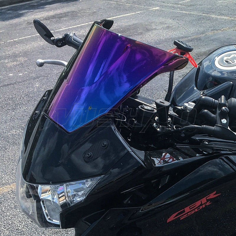 Chrome Motorcycle Double Bubble Windshield WindScreen Screen For 2011 2012 2013 Honda CBR250R CBR R 250R 11 12 13 Black Iridium. 