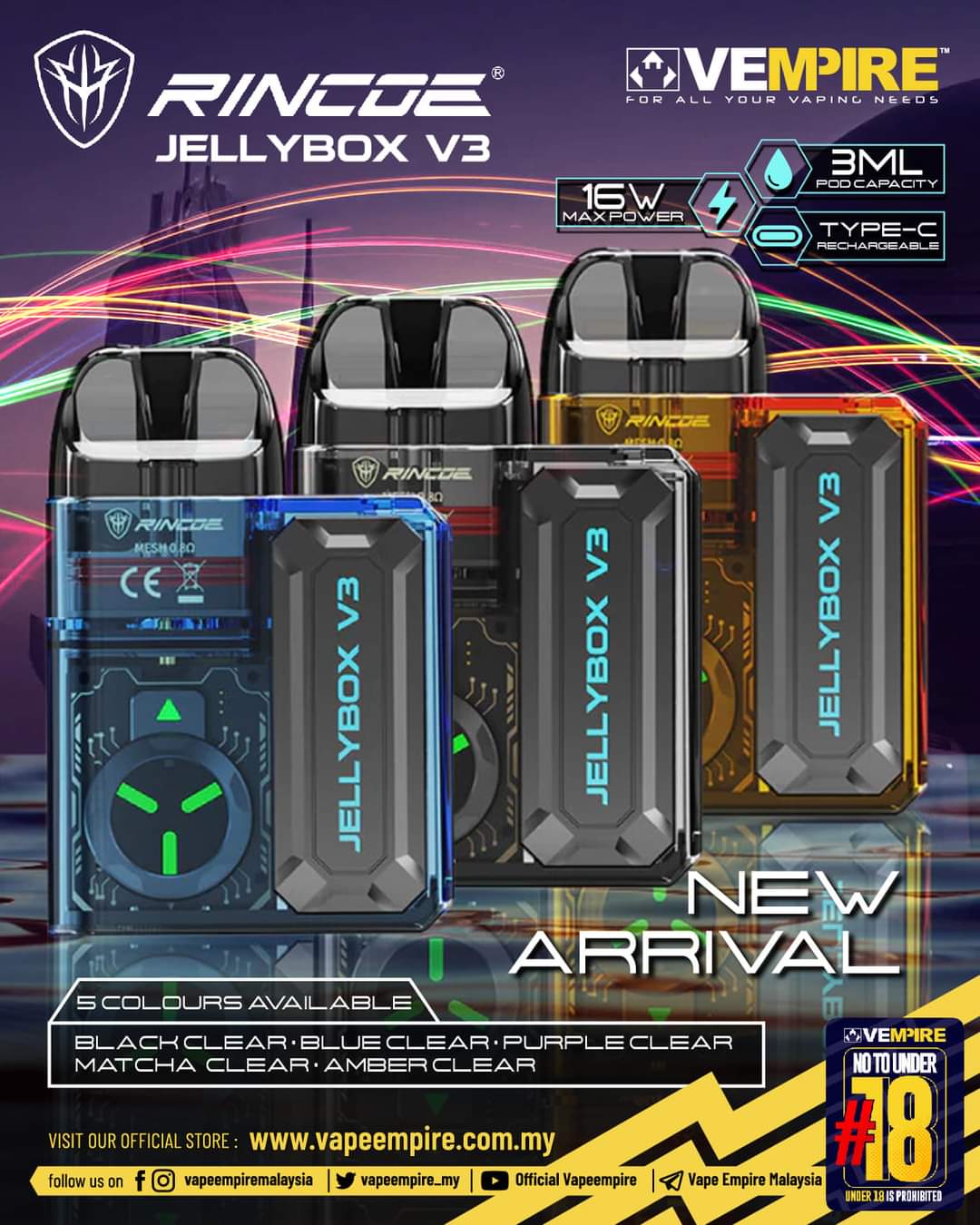 JellyBox V-3 Vape E Cigarette Random Colour (60ml FlvJuice Free). 