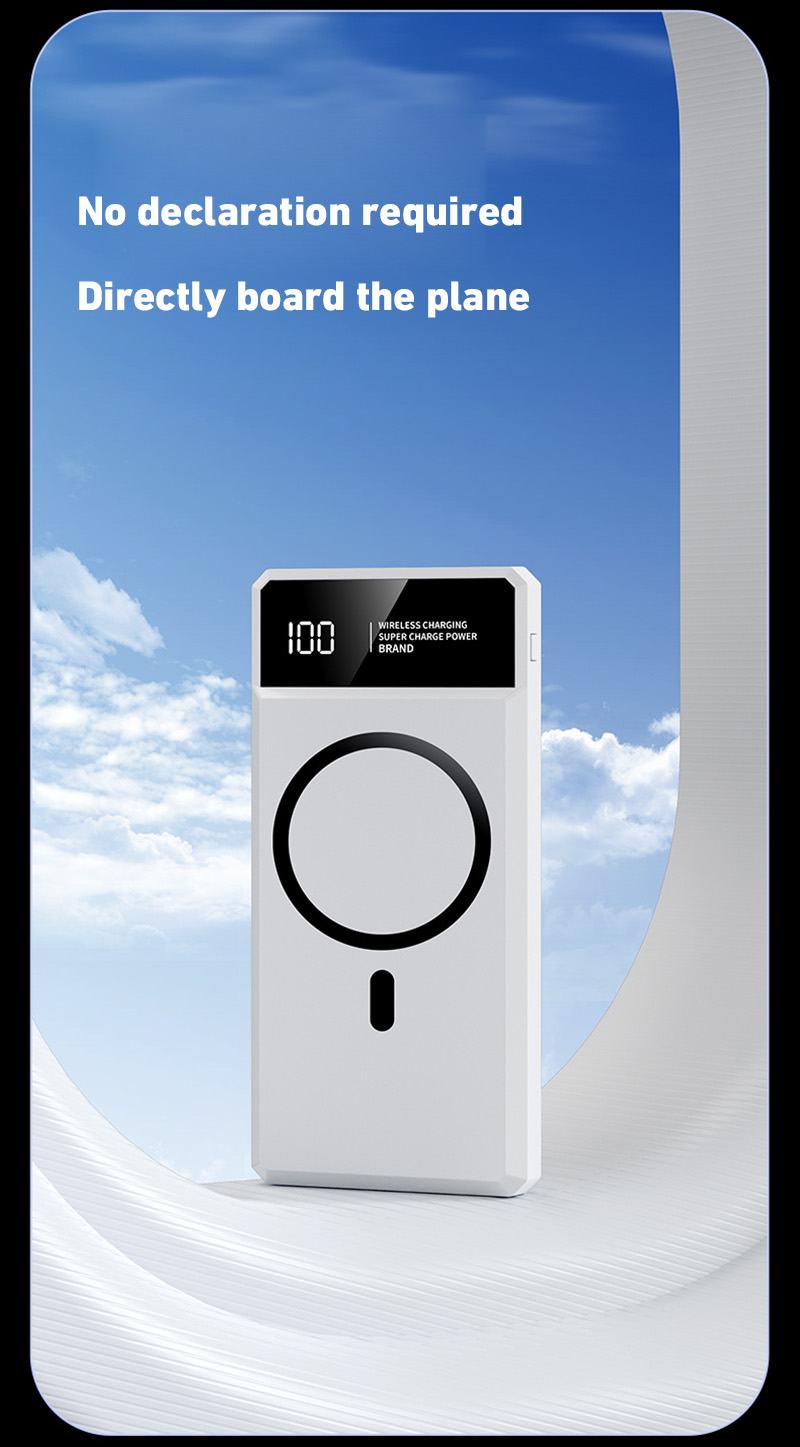 30000mah Magnetic Wireless Power Bank Ultra Fast Charging Built-In Display Screen Cable External Battery For iphone Huawei New. 