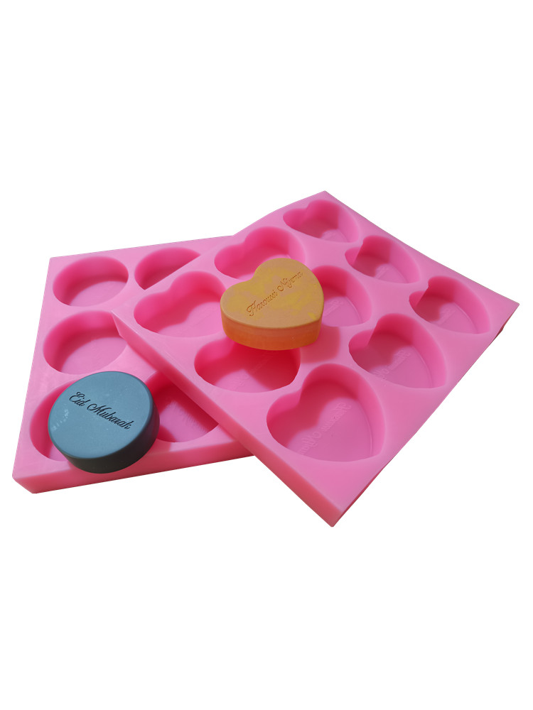 Heart Shape Custom Silicone Tray Soap Molds Customize Silicone Mold with Name for Natural Soap Making. 