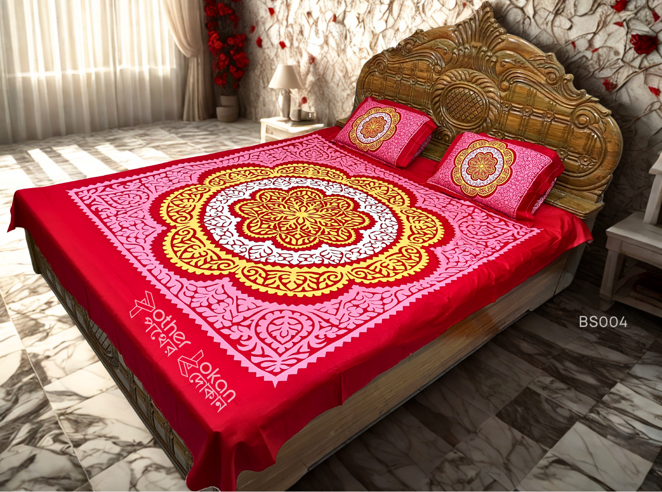 King Size Cotton Bed Sheet Set (7.5 x 8.5 Feet) with Two Pillow Covers –Home tex panel, best Quality beautiful design Multicolor Chador, Soft & Durable. 