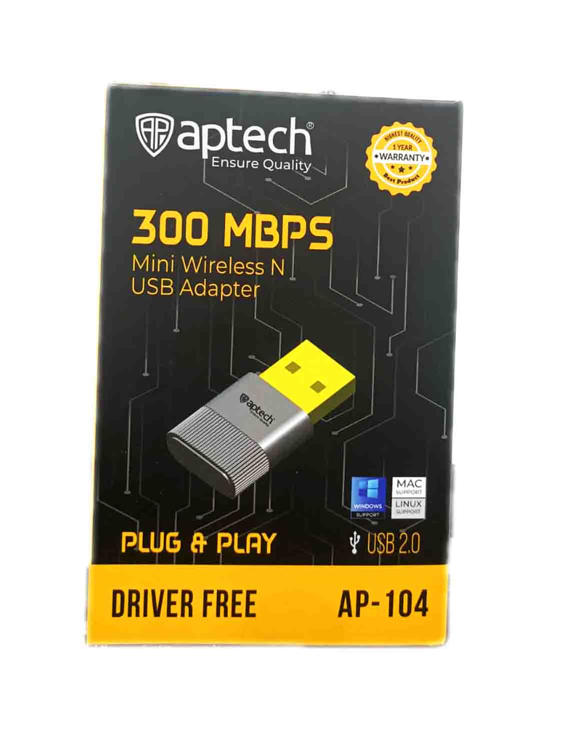 Aptech AP-WA104N 300Mbps Wireless Wifi USB Adapter. 
