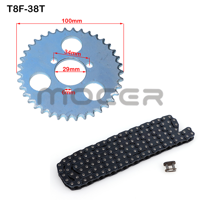 47cc 49cc T8F Chain 136 Links and 38T 44T 54T 58T 64T 74T Teeth Sprocket Kits For Mini Moto Atv Quad 2 Stroke Engine Parts. 