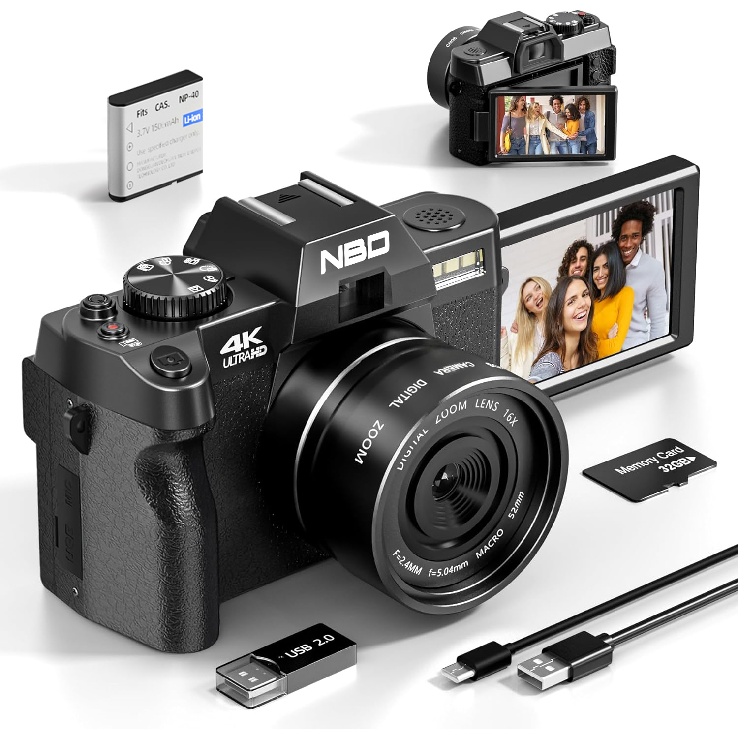 NBD Photography Digital Camera 48MP 4K Video/Vlog Camera with WiFi 60FPS Auto Focus Travel Camera for Photography Beginners. 