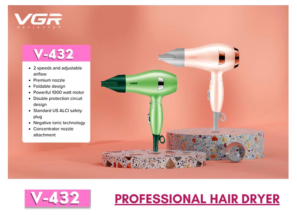 Fine Hair Best Blow Dryer For Healthy Hair VGR V-432 Essential