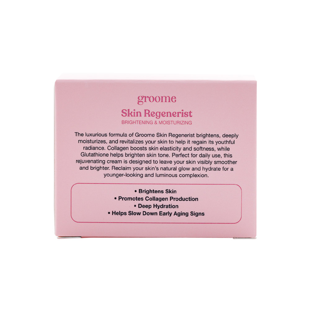 Groome Skin Regenerist Brightening & Moisturizing lightweight soft finish bright skin day/night cream collagen boost deep hydration anti-aging. 