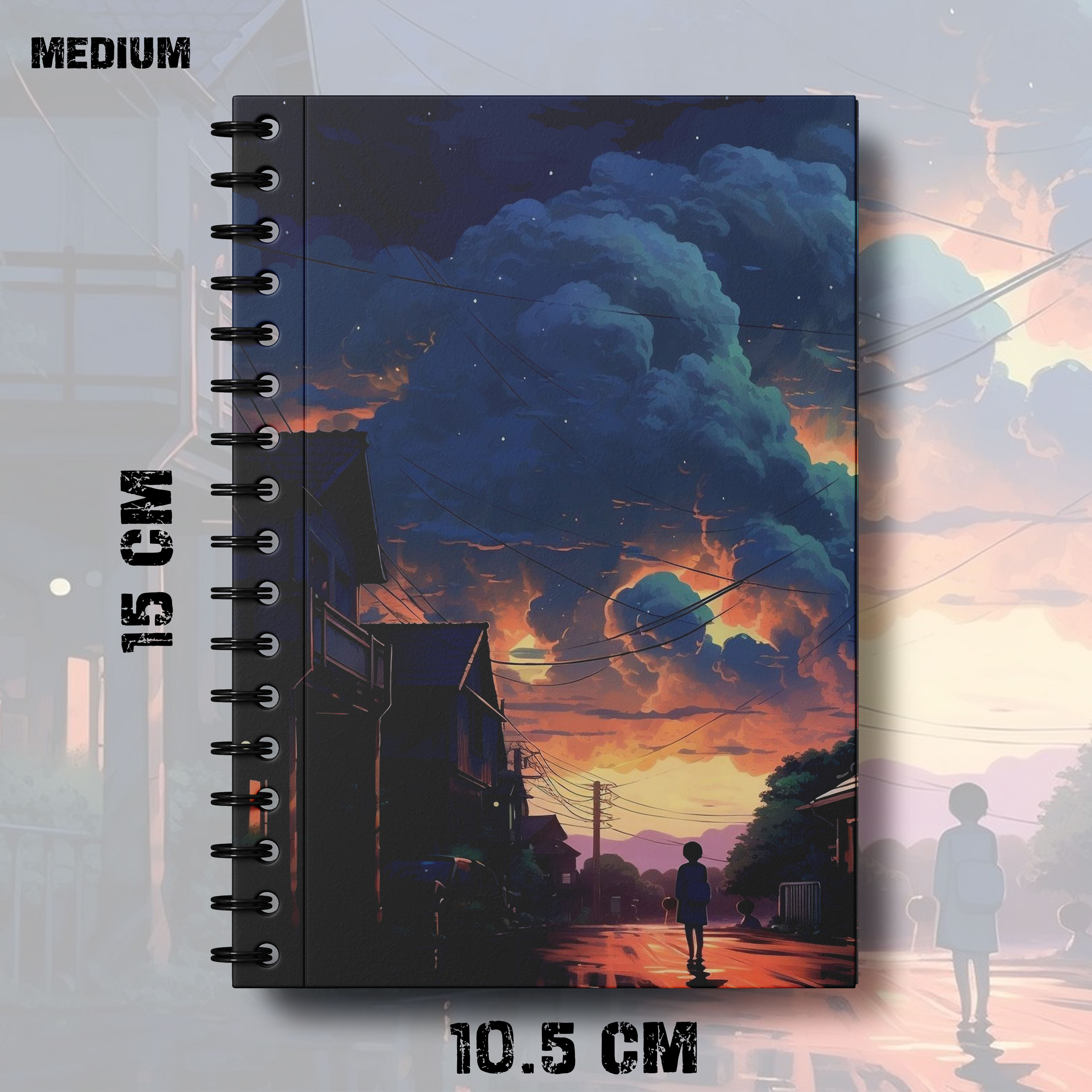 A6 Notebook Terbain Village Home Cloudy Romantic Moon Camp Fire Eevening Weather Digital Design Journal Writing Pad k26 K30. 