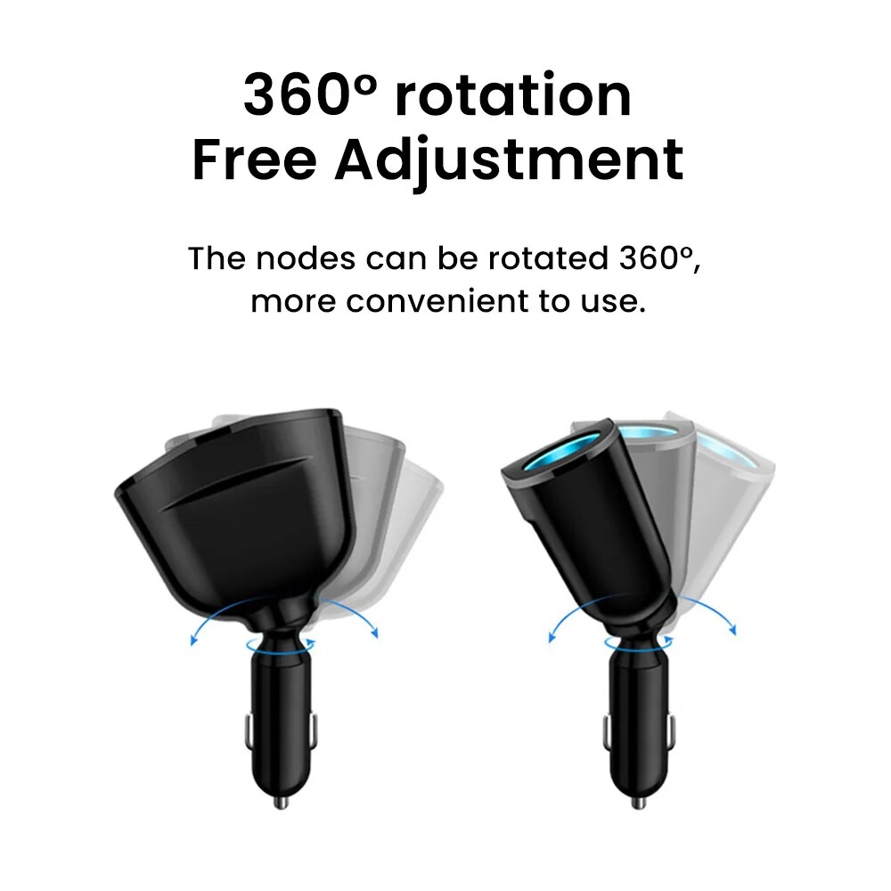 66W Car Charger Fast Charging Cigarette Lighter Adapter 3USB PD Type C Socket Car Phone Charger For iPhone Xiaomi Huawei QC 3.0. 