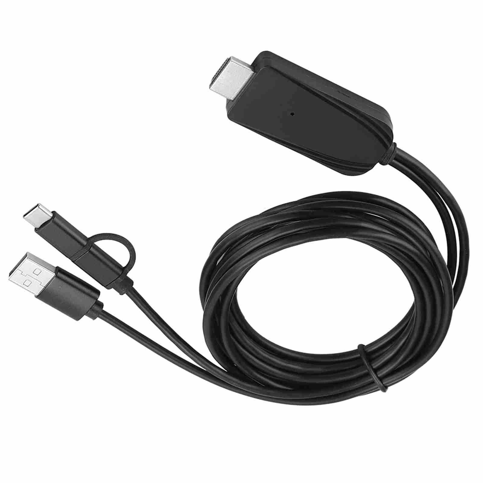 USB/Type-C 2M HDMI Cable, USB-C to HDMI Screen Mirroring Cabl Support Bluetooth/Miraplug APP for Monitor for TV