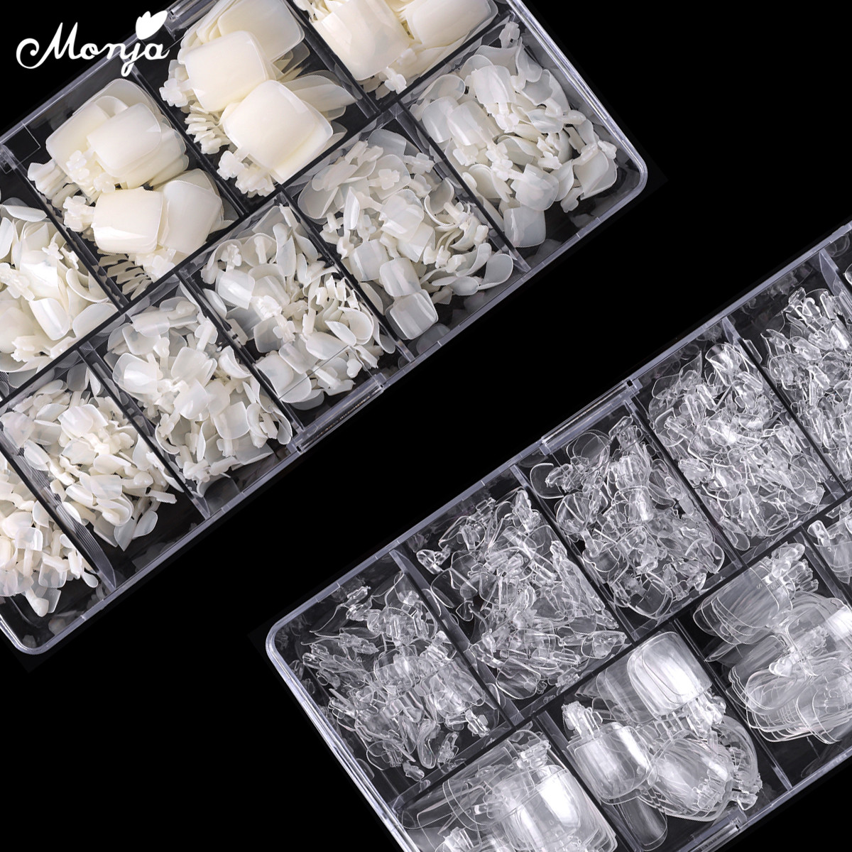 Monja 550Pcs/Box False Toe Nails Full Cover Foot Nail Tips Acrylic Clear Natural Fake Nails UV Gel Extension Manicure Tool. 