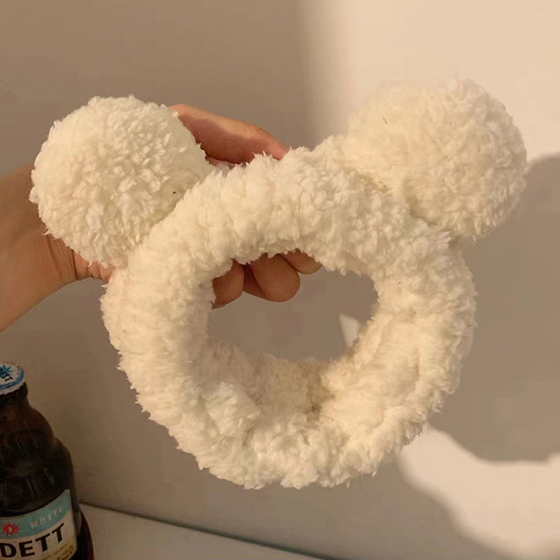 Velvet Animal Bear Ears Wash Face Headwear Furry Headband Cute Elastic Fullhouse. 