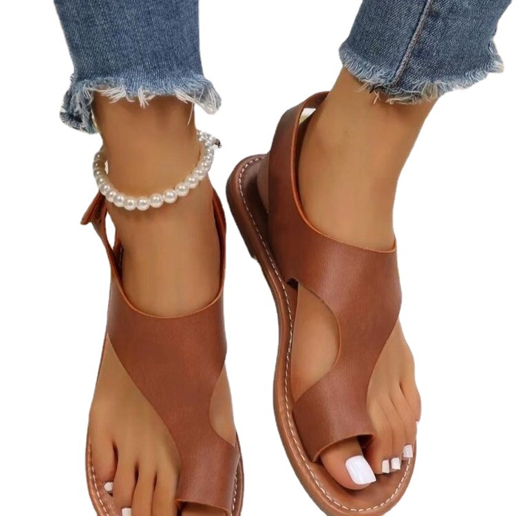 wish euro and american foreign trade plus size slip toe flat sandals female velcro after mixed with beach sandals amazon. 