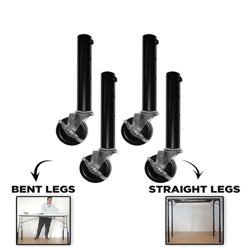 Table Leg Extension for Castors - Pack of 4 Risers with Wheels for Straight and Curved Legs Easy Install 51cm. 