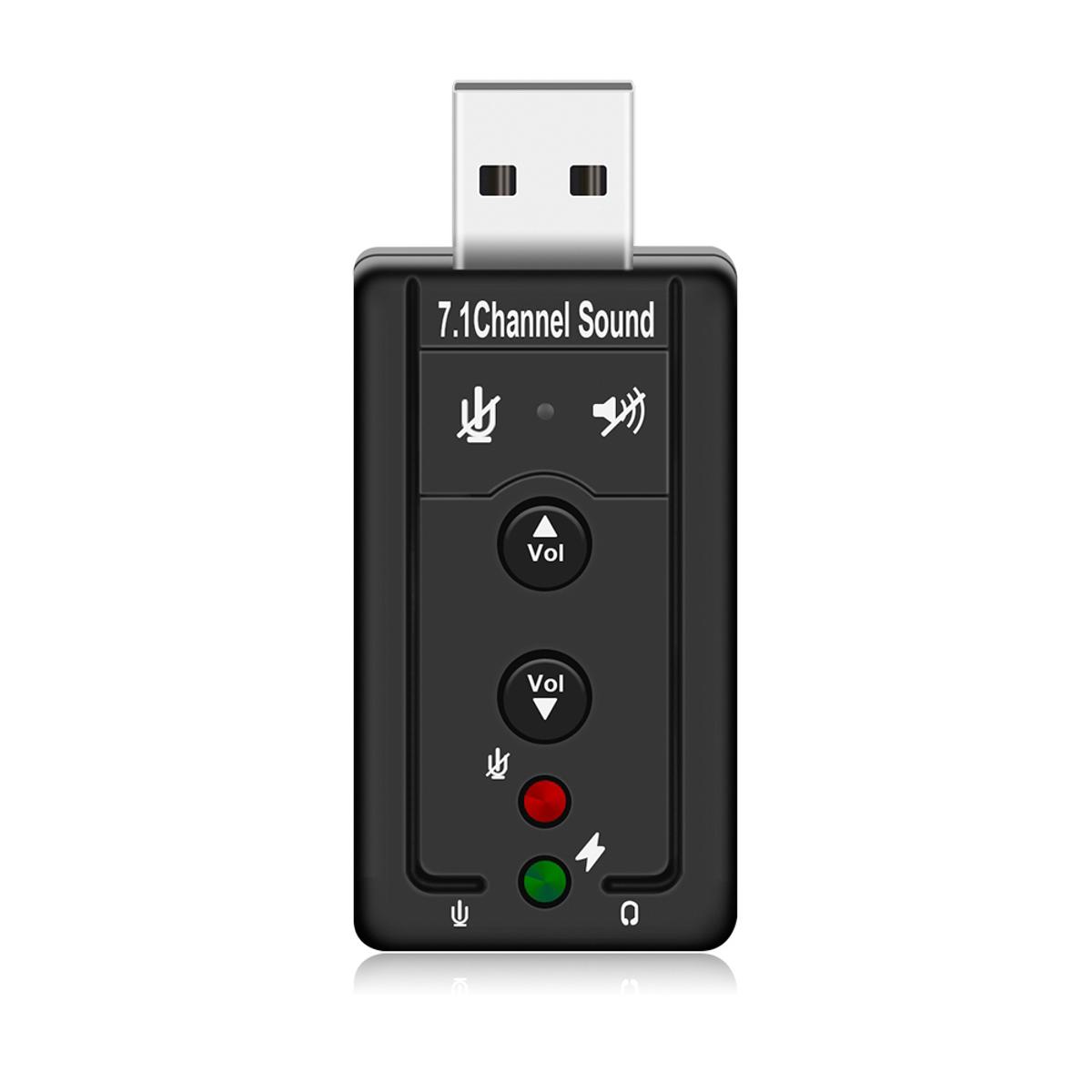 Mini USB 2.0 3D Virtual 480Mbps External 7.1 Channel Audio Sound Card Adapter- black