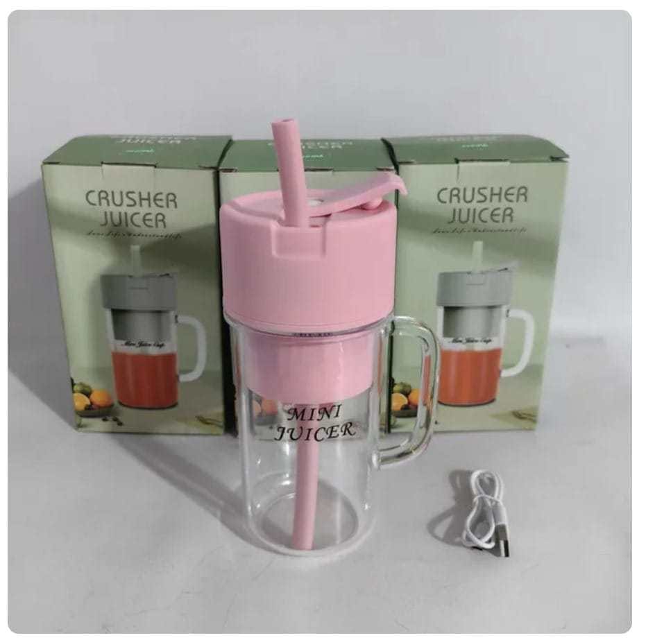 Portable hand mini electric juicer blender 300ml pink colors Juicer with handle fruit mixers. 