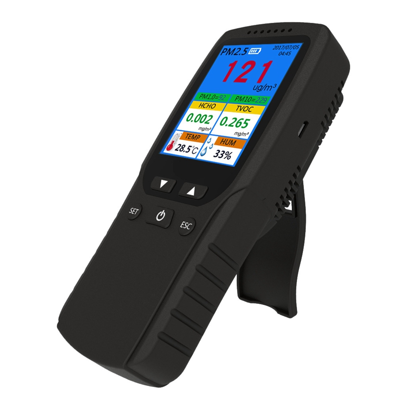 9 in 1 Air Quality Monitor Indoor Outdoor PM2.5, PM1.0, PM10, HCHO, Detector Tester Temperature and Humidity Sensor. 