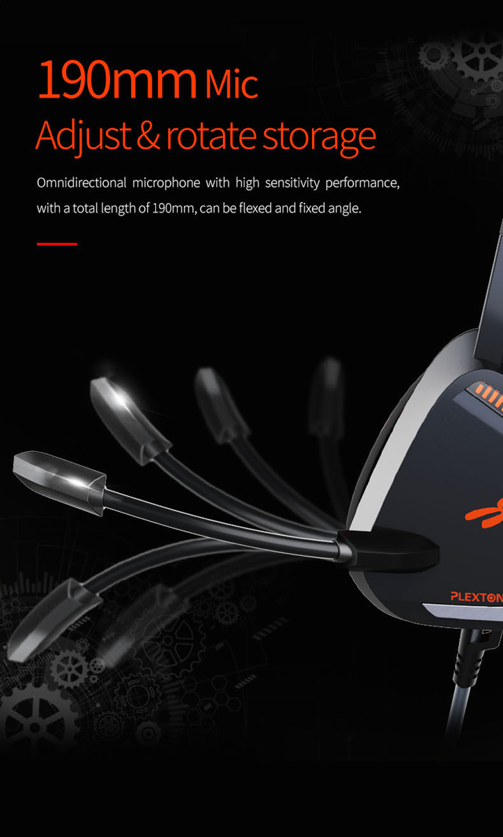 PLEXTONE G800 Gaming Headset, Over-Ear Headphones with Volume Controller, Retractable Microphone, Deep Bass and HD Sound Quality, All Device Support (Black). 