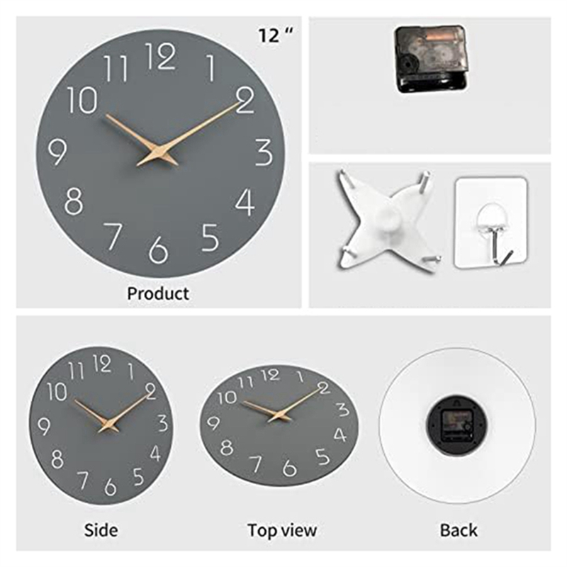 Wall Clock Silent Non-Ticking Wall Clocks Battery Operated - Modern Simple Wooden Clock Decorative Durable Easy Install Easy to Use. 