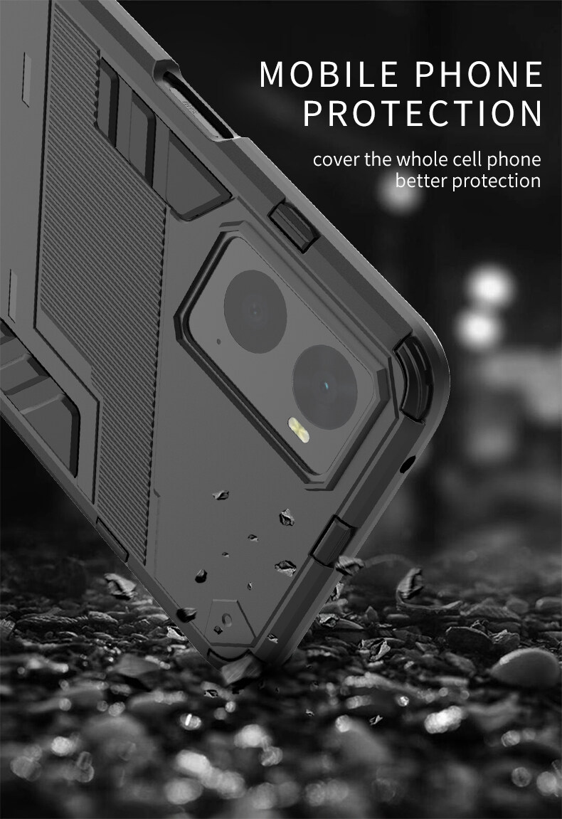 Lenuo Punk-Casing For Oppo K10 4G / A36 / A76 4G / A96 4G / Realme 9i Back Cover Eight-Color Anti-Fall And Anti-Slip Phone Bracket Lens Protection Cover Lovers Case. 