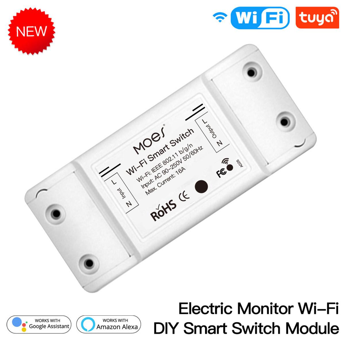 1 pcs Tuya Wifi DIY Smart Switch Relay Module Power Monitor Tuya/Smart Life App Remote Control 16A Work With Alexa Google Home