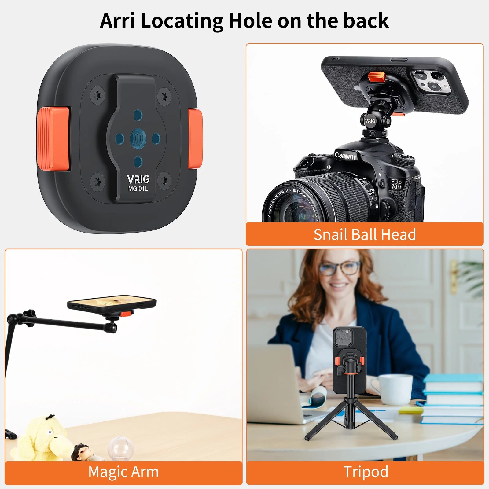 Vrig Claw Mini Magnetic Quick Release Phone Stand with Magsafe for iPhone 15 14 13 12 1/4 Tripod Adapter Phone Base for Vlog. 