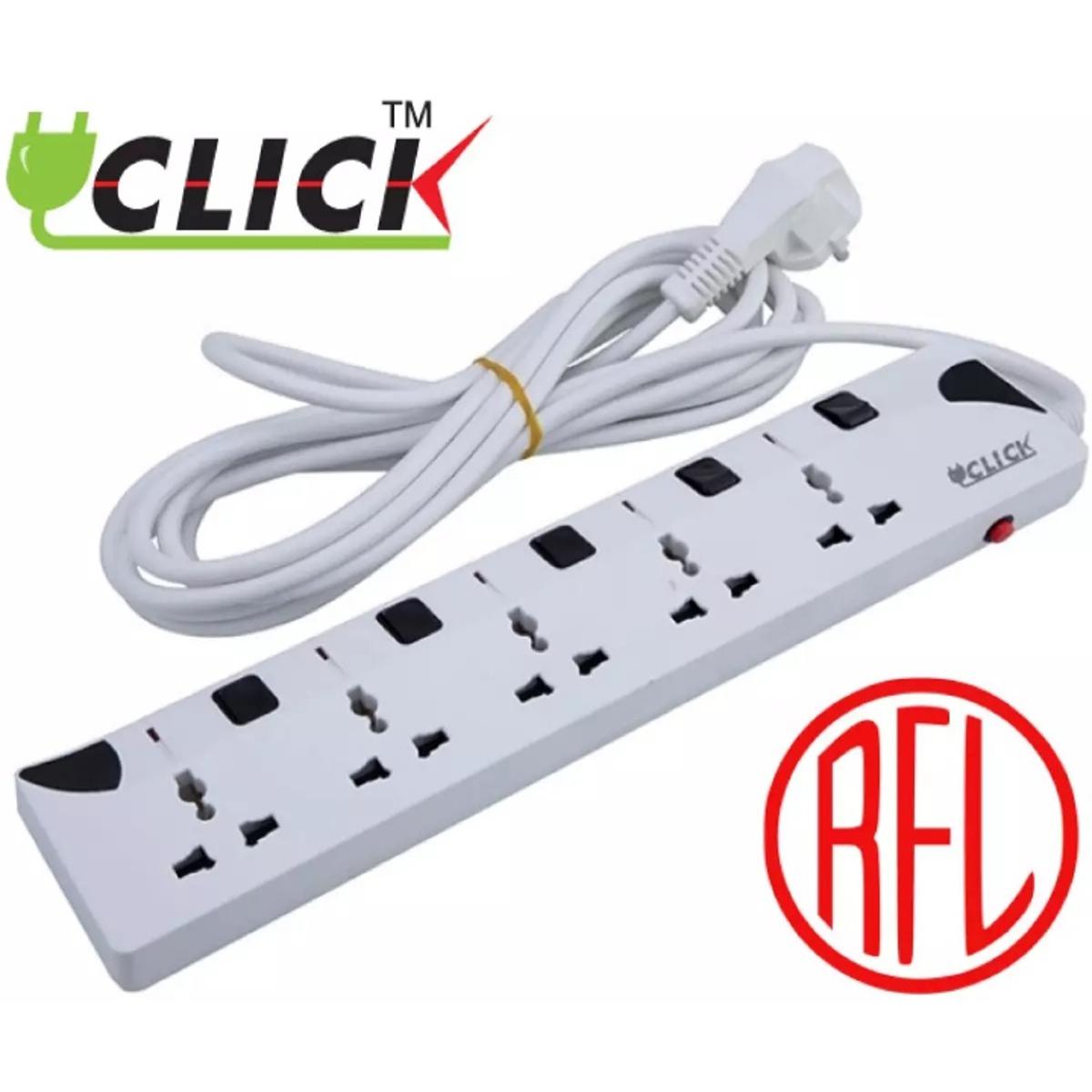 Click Safe Multi Plug 3 Pin multiplug Socket 5 Port 5 Meter Cable 2 pin Plug 5SKT 2P 5Y power extension cord
