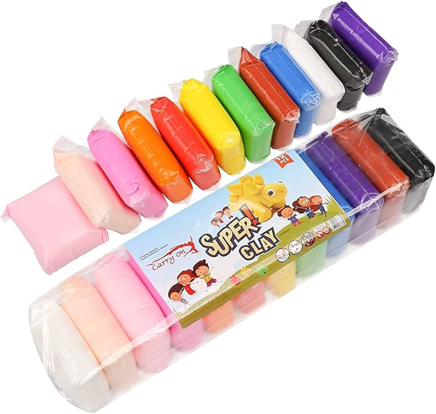 12 Colors Soft Super Light Clay Ultra Light Creative Art and Craft Air Dry Super Clay with Craving Molding Tools. 