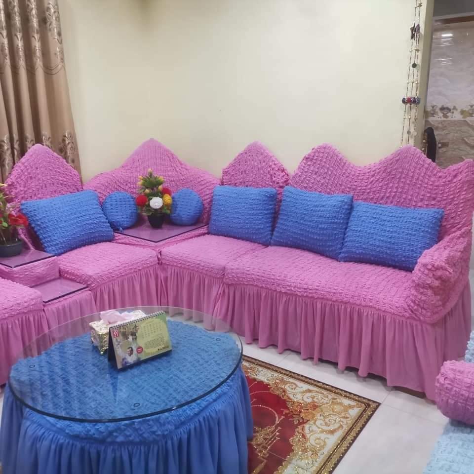 Turkey Stretchable Corner Sofa Cover with Box Cover ( for 6 seated & 1 Corner Box). 