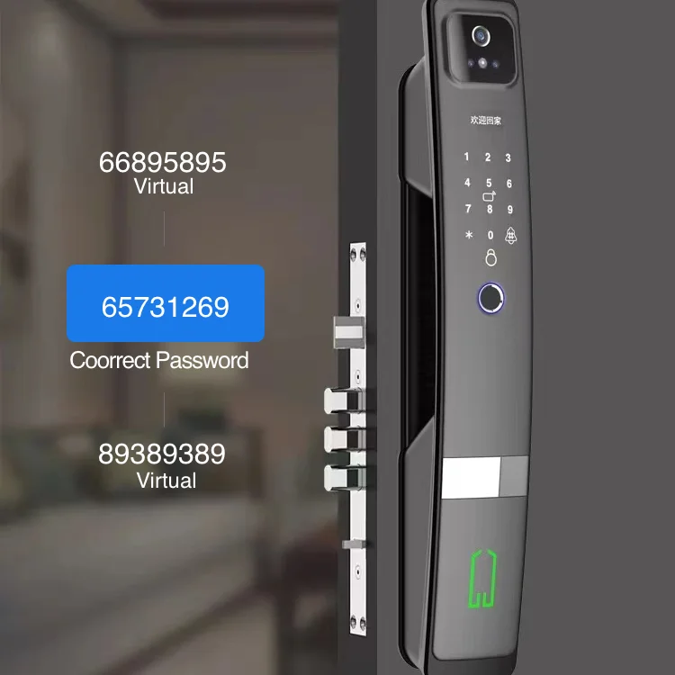 3D facial recognition Automatic Tuya App Smart Door Lock with Camera. 