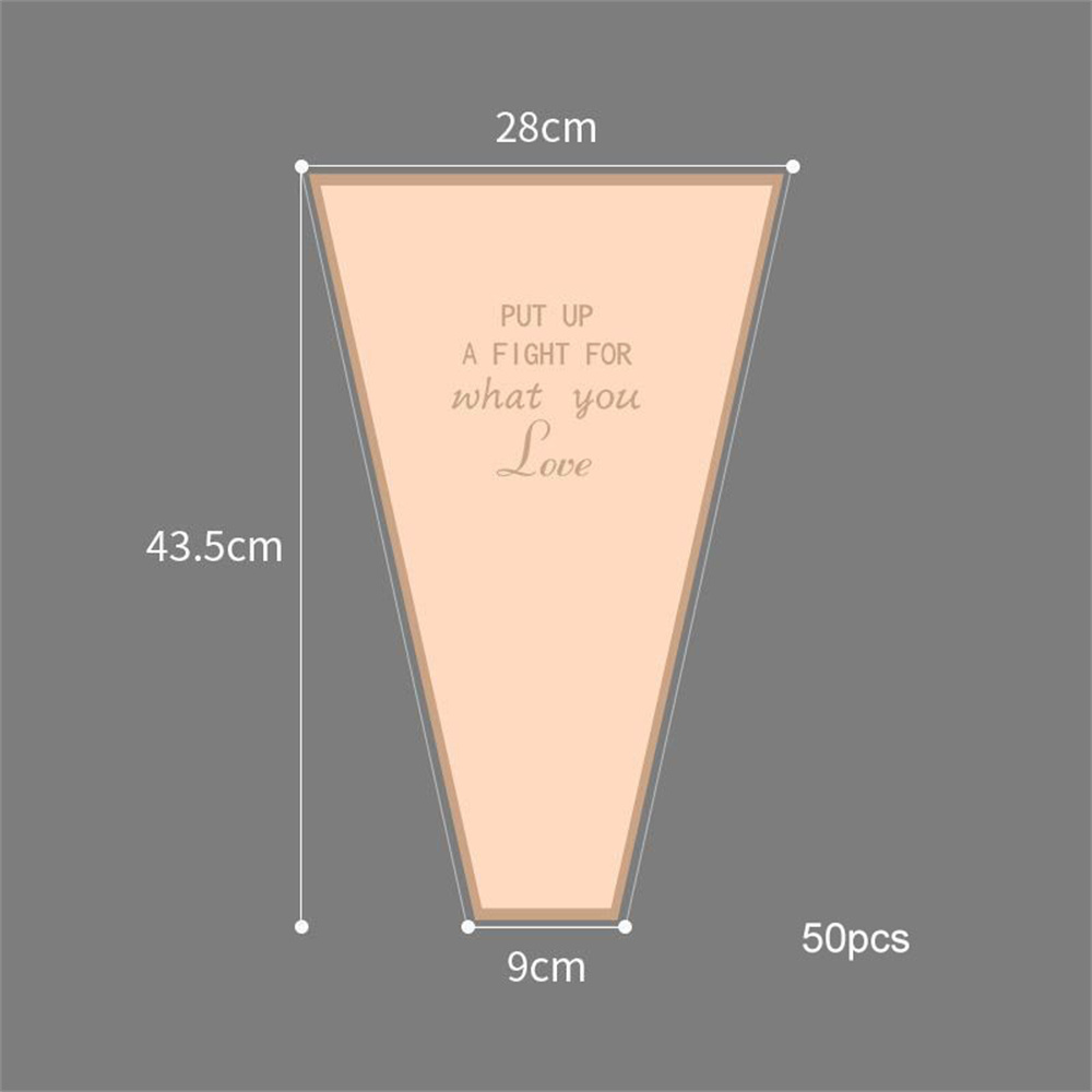 (New)50 Piece Valentine' Day ingle Roe Flower Wrapping Paper Roe Gold Frame Floral Packaging Bag Waterproof Flower Bag