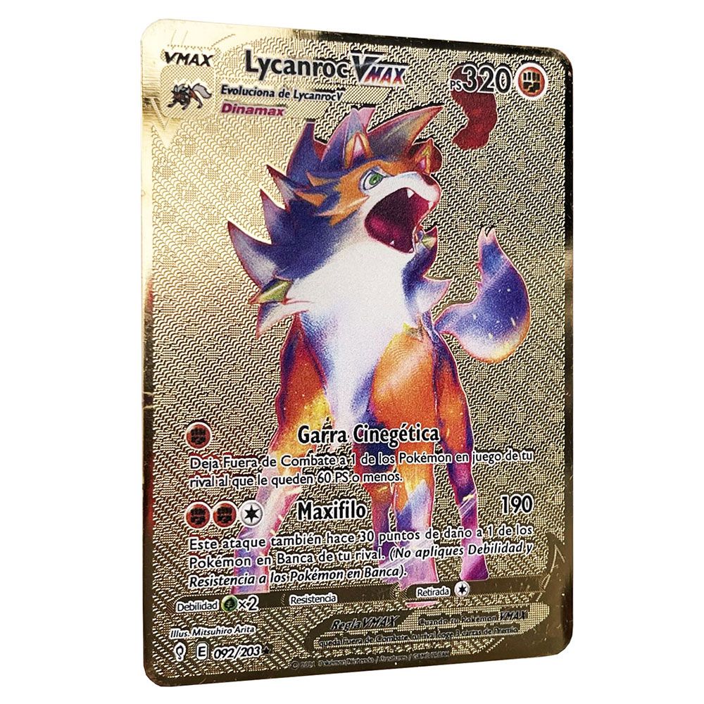 Serendipity partyLycanroc Vmax Golden Pokemon in Spanish Iron Metal Pokmo  Letters Gift Game Cards ESPAOL Toys Rainbow | Daraz.com.bd