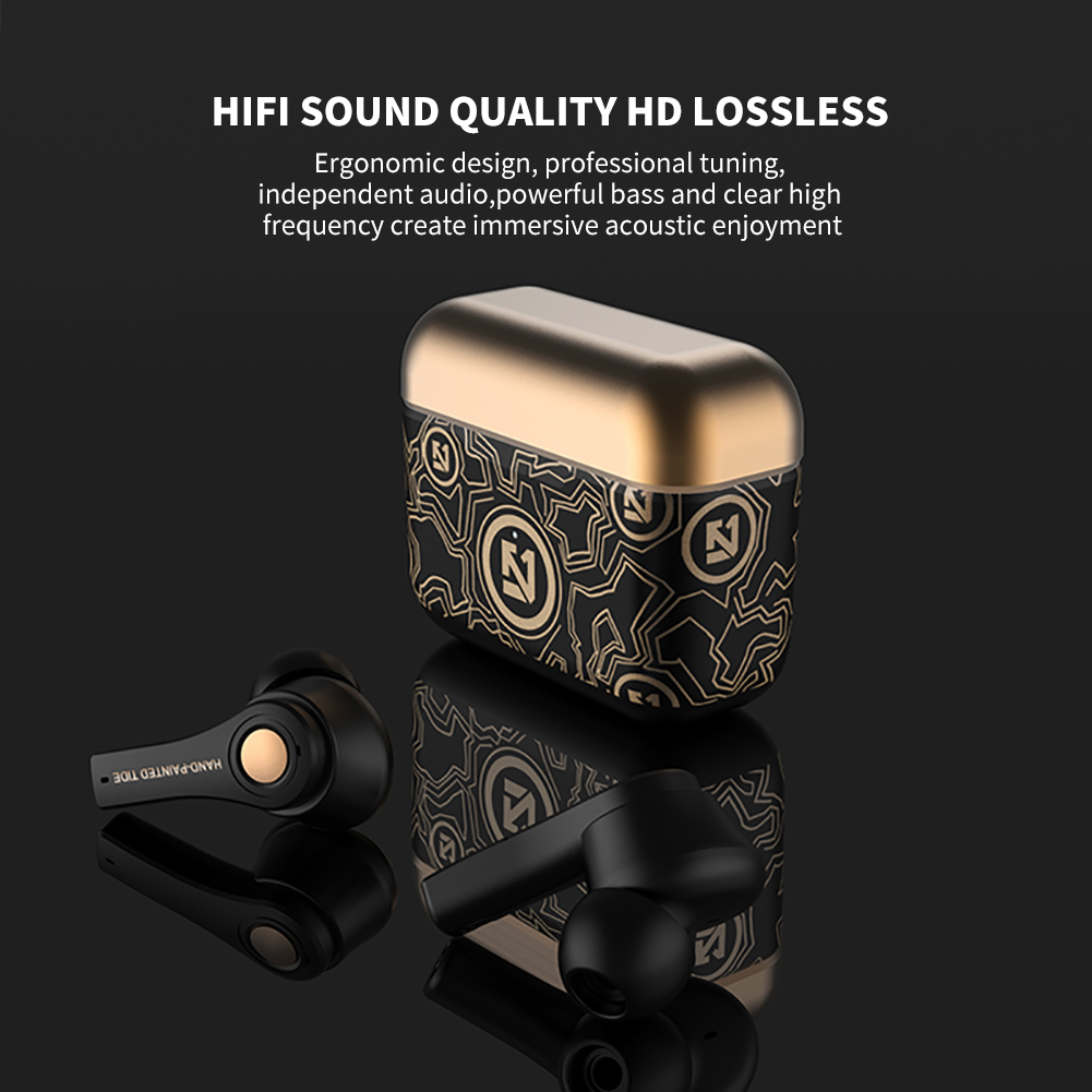 TS-100 Bluetooth 5.0 wireless bluetooth headset IOS open lid animation pop-up window noise reduction call HIFI sound. 