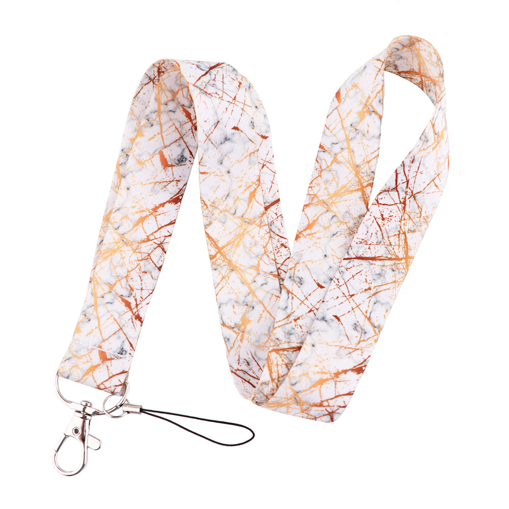 Marble texture mobile phone lanyard key accessories double-sided printing polyester office work card lanyard long lanyard
