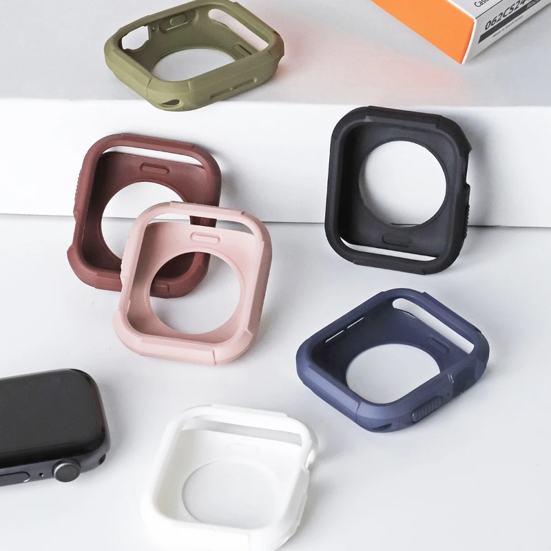 Spigen Rugged Armor Designed Case for Apple Watch 45mm 44mm 41mm 40mm Protective Case TPU Soft Case Cover for iWatch Series 9 8 7 6 5 4 3 2 1. 