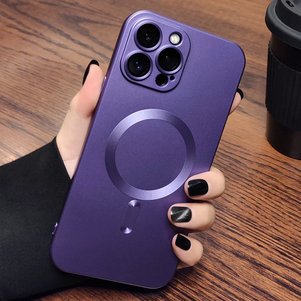 【Healer DingD】Lens Protection Case For Magsafe Wireless Charging Phone Case For iPhone 15 14 13 12 11 Pro Max Soft Magnetic Matte Bumper Cover. 