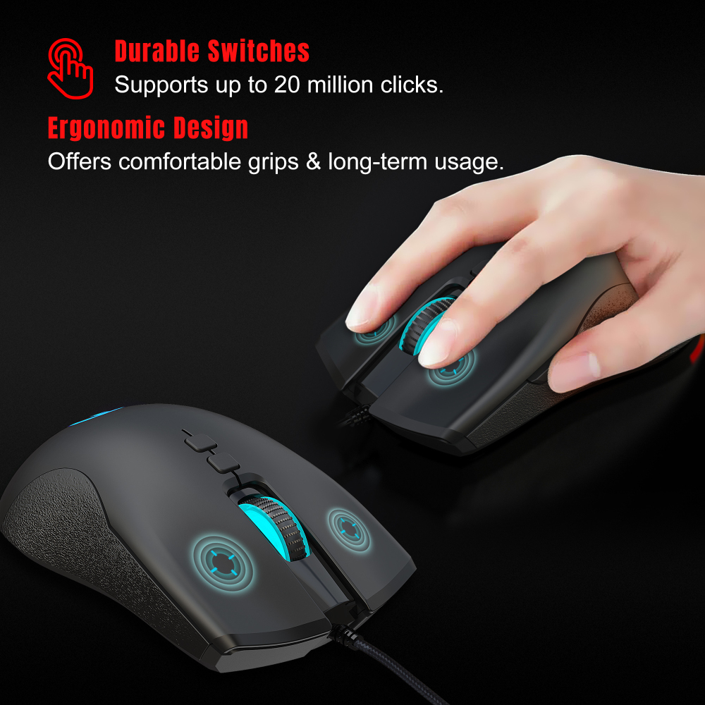 A883 Colorful Luminous 7D Gaming Mouse Gaming Wired Mouse 6400dpi Adjustable Support Macro Programming Gaming Mouse For PC. 