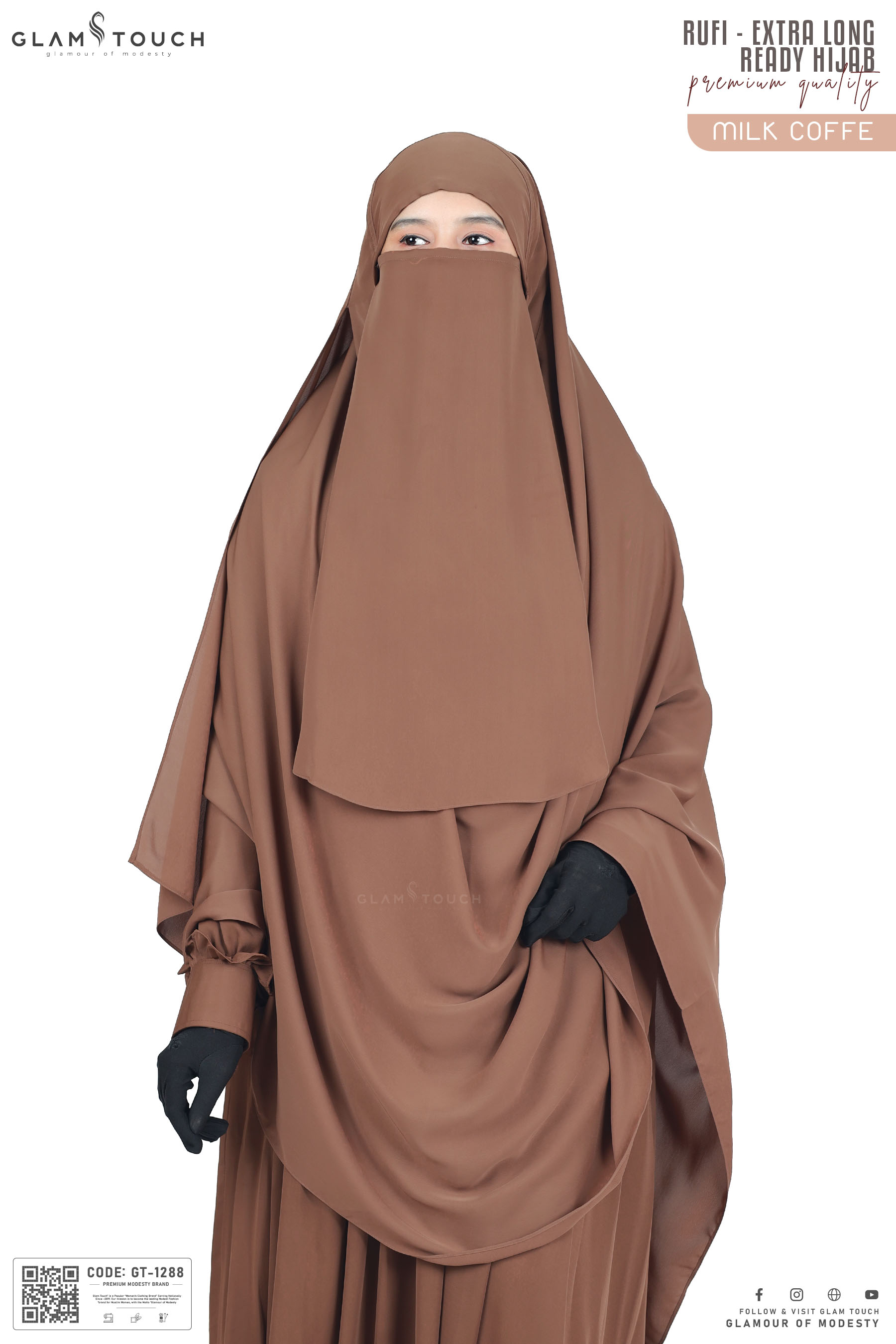 Glam Touch Extra Coverage One Loop Ready Hijab Set. 
