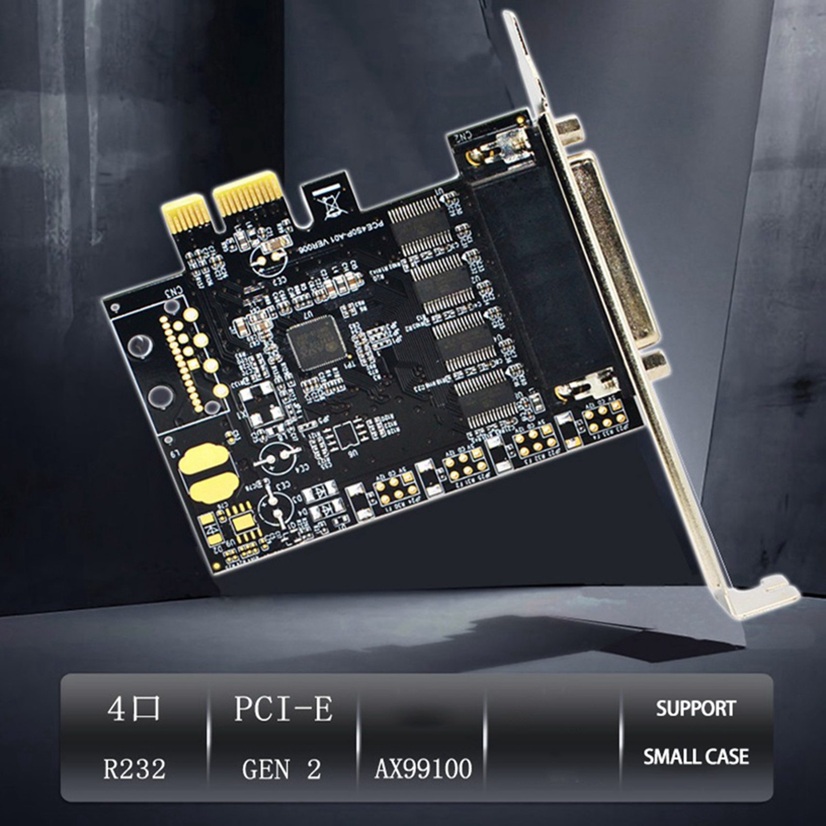 2X PCI-E Serial Port Card Pcie to 4 Serial Port RS232 9-Pin Industrial Control 4-Port Expansion Card AX99100 with Cable. 