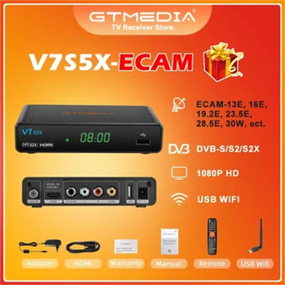 Gtmedia V8X H.265 satellite receiver DVB S2 S2X decoder with built-in Wifi, support TNTsat smart GT MEDIA V7S 2X, support usb, H.264. 