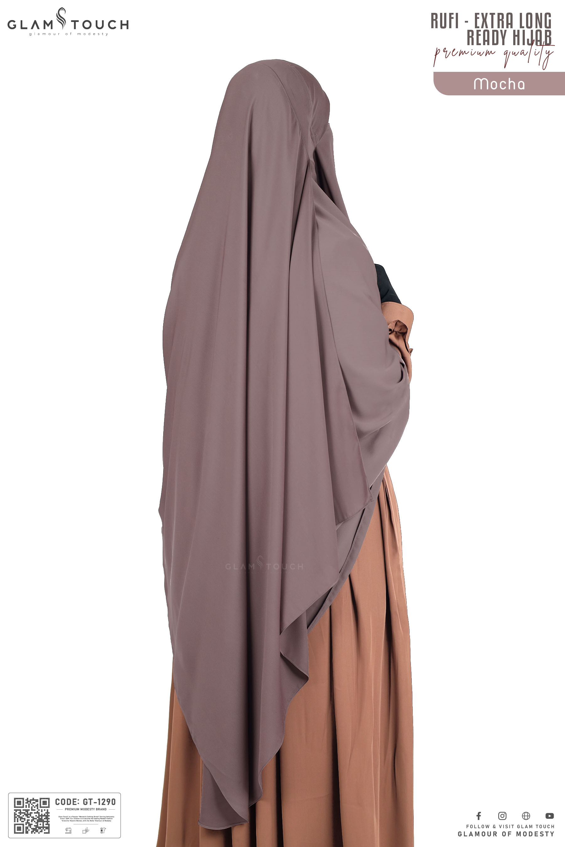 Glam Touch Extra Coverage One Loop Ready Hijab Set. 