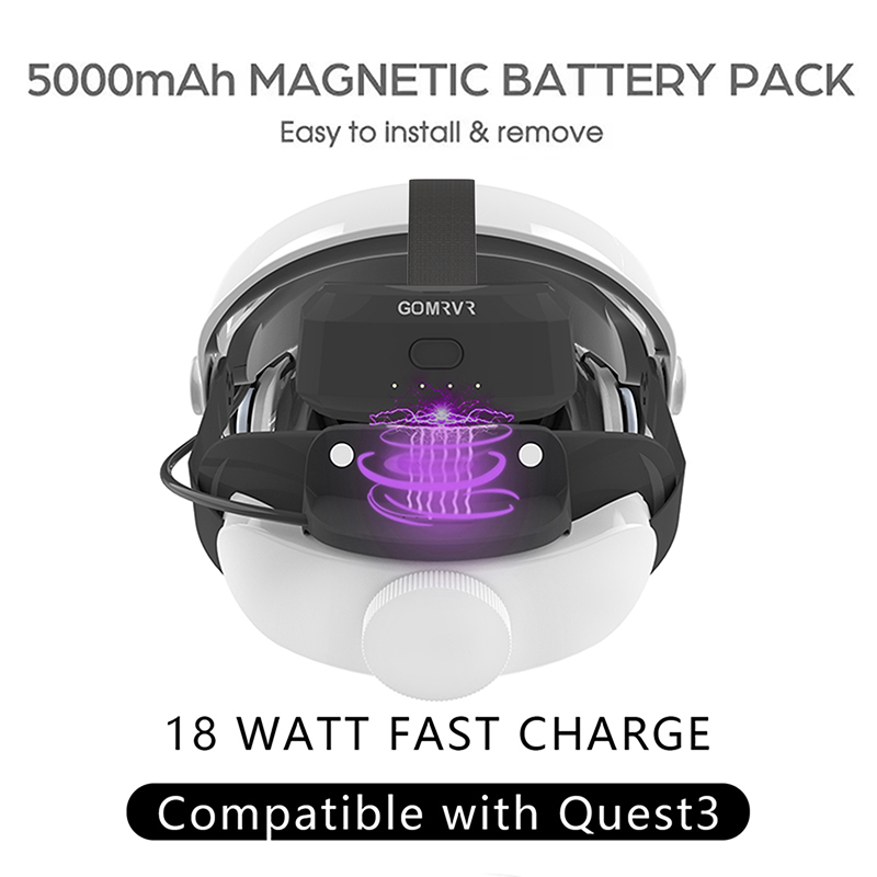 GOMRVR fast charge Battery Head Strap For Meta Quest 3 Elite Head Strap Alternative Head Strap For Oculus Quest 3 Accessories. 