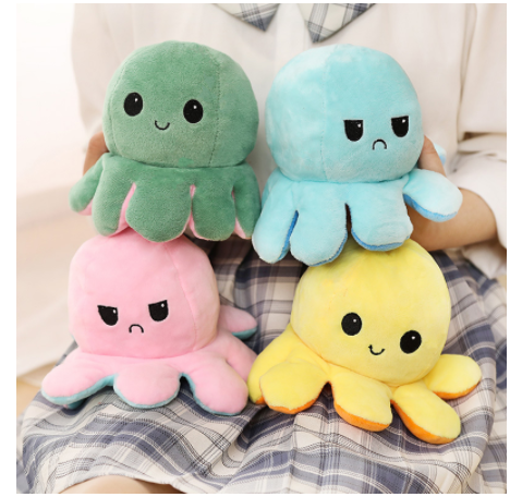 Reversible Flip Stuffed Octopus Plush Doll Soft Simulation Reversible Plush Toy Double-sided Color Flip. 