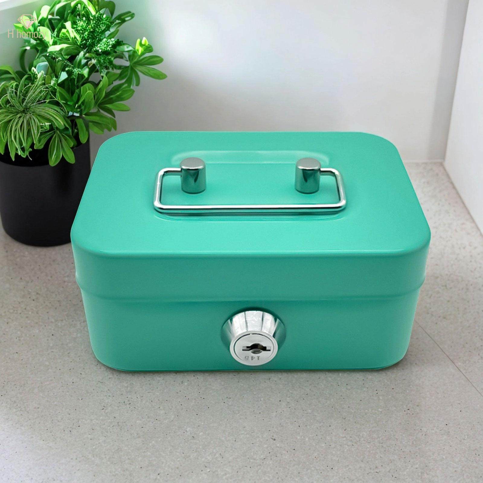 Cash Box with Lock Keepsake Metal Handle Money Box Portable Holder Storage Box Small Lockable Coin