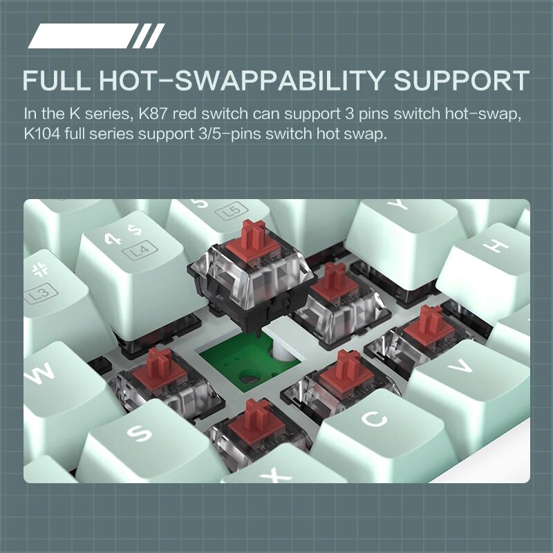 THUNDEROBOT Mechanical Gaming Keyboard Red Brown Switch Hot Swappable PBT Keycaps Wired Full Size K87 K104 PC Keyboard Gamer RGB. 