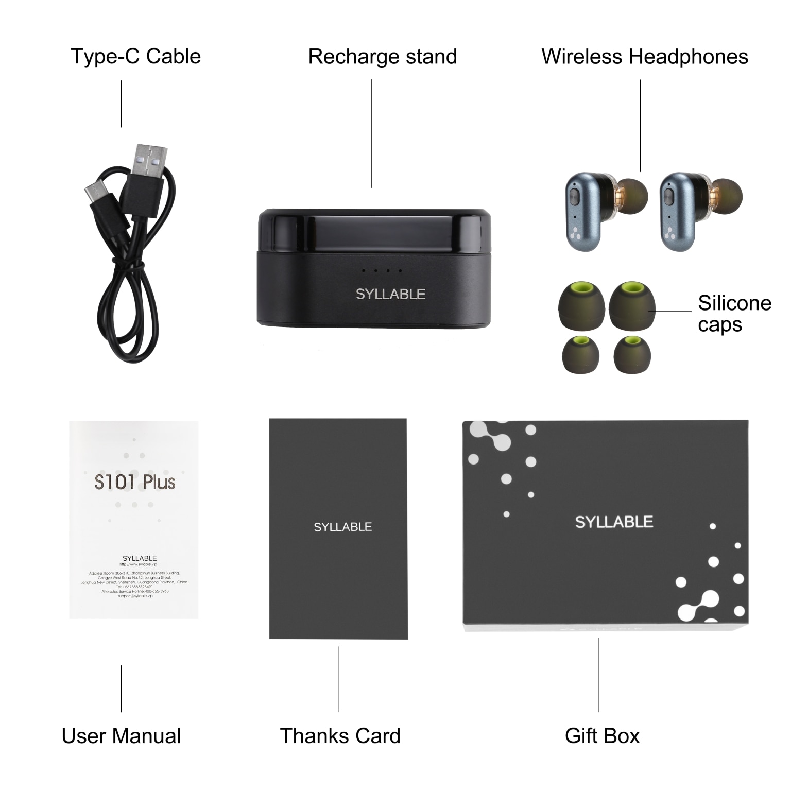 Original SYLLABLE S101 Plus TWS of QCC3040 Chip SYLLABLE Earphones 12 hours True Wireless Stereo Earbuds S101 plus Headset. 