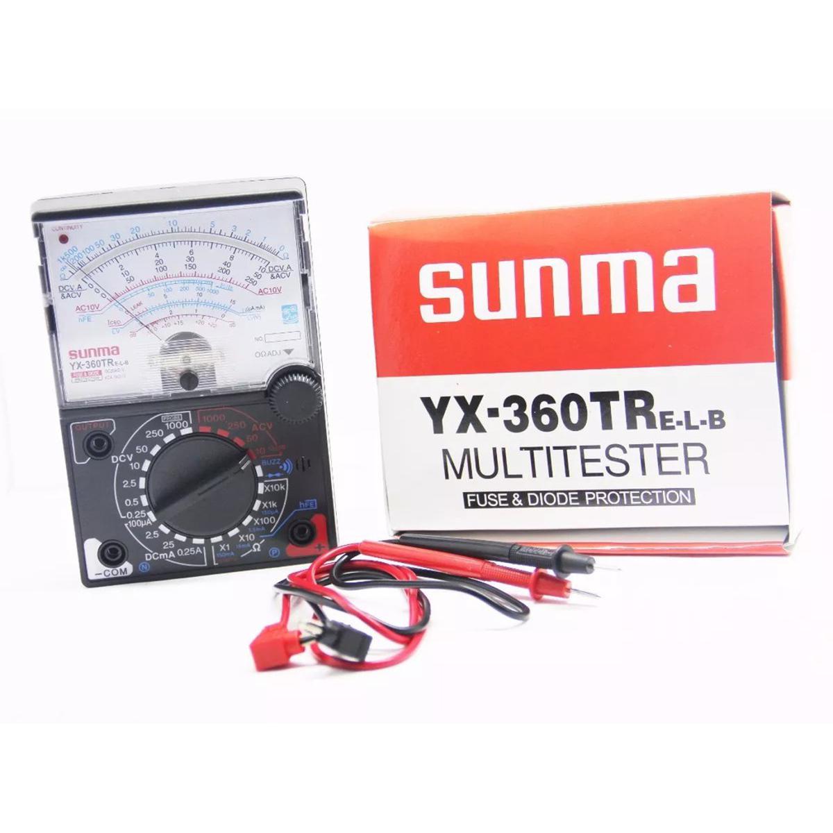 SUNMA Model[YX-360TR][E-L-B]Analog Multimeter In Box With Manual, AC DC AVO(Amp, Volt, Ohm)